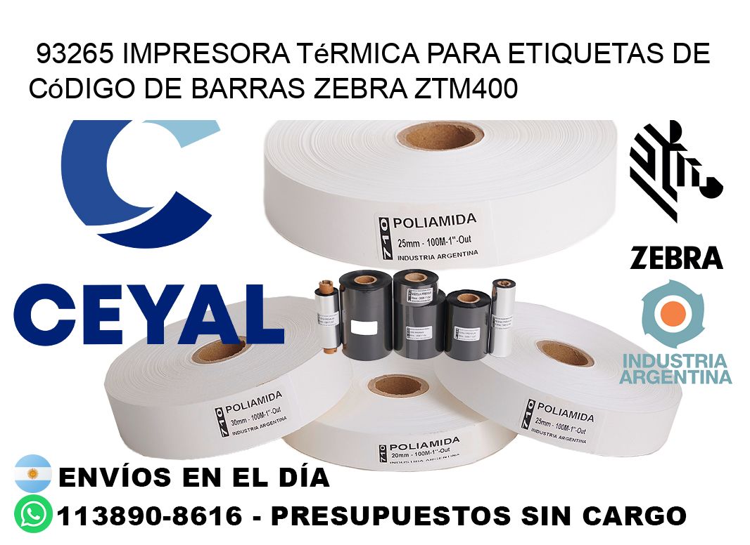 93265 impresora térmica para etiquetas de código de barras Zebra ZTM400