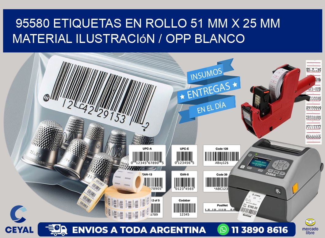 95580 Etiquetas en rollo 51 mm x 25 mm material Ilustración / OPP Blanco