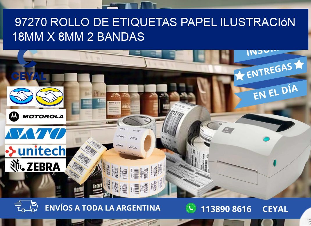 97270 Rollo de Etiquetas Papel Ilustración 18mm x 8mm 2 Bandas