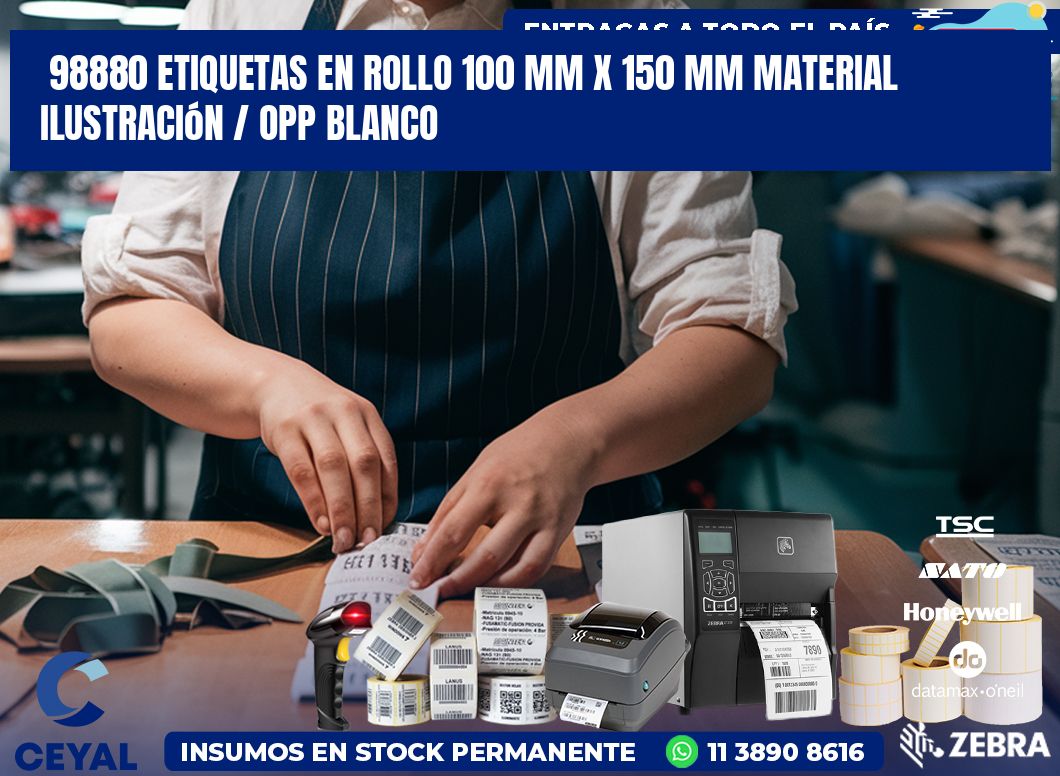 98880 Etiquetas en rollo 100 mm x 150 mm material Ilustración / OPP Blanco