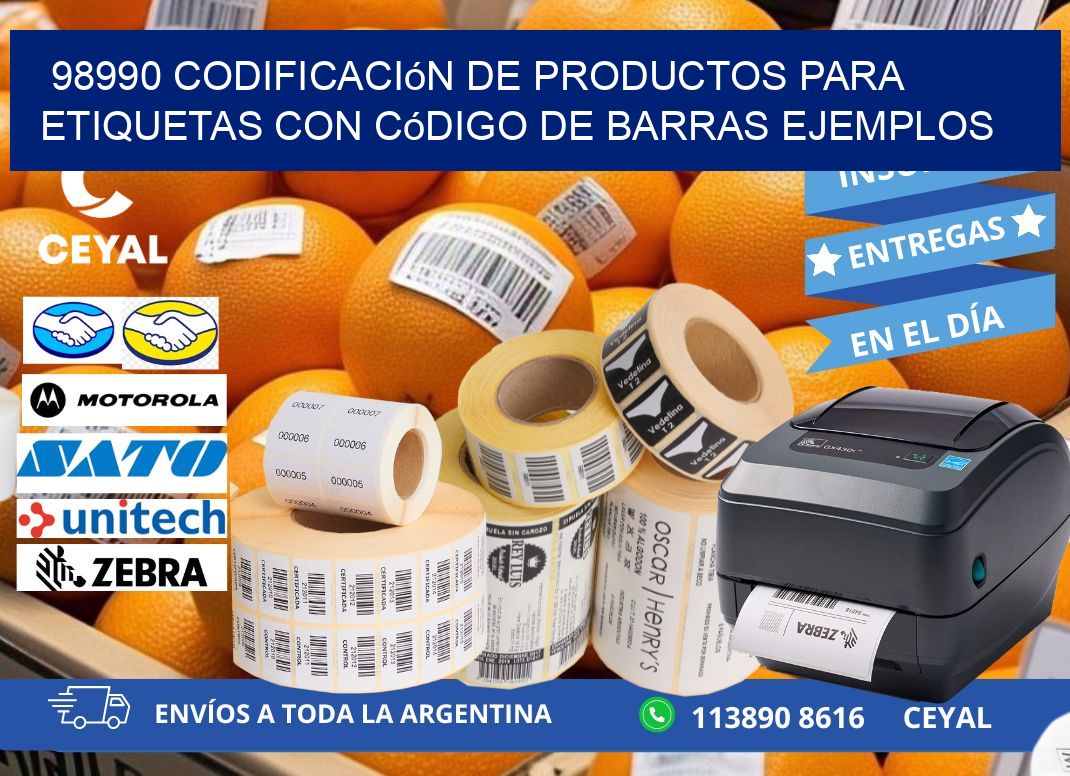 98990 Codificación de productos para etiquetas con código de barras ejemplos