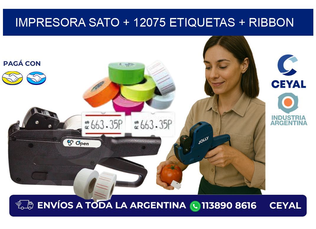 impresora SATO + 12075 etiquetas + ribbon