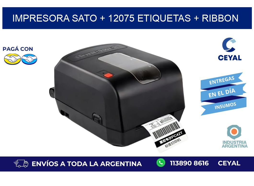 impresora SATO + 12075 etiquetas + ribbon