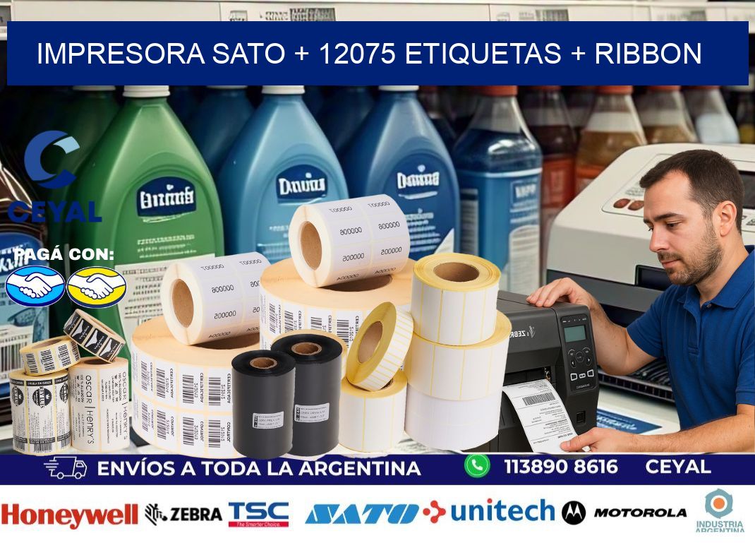 impresora SATO + 12075 etiquetas + ribbon