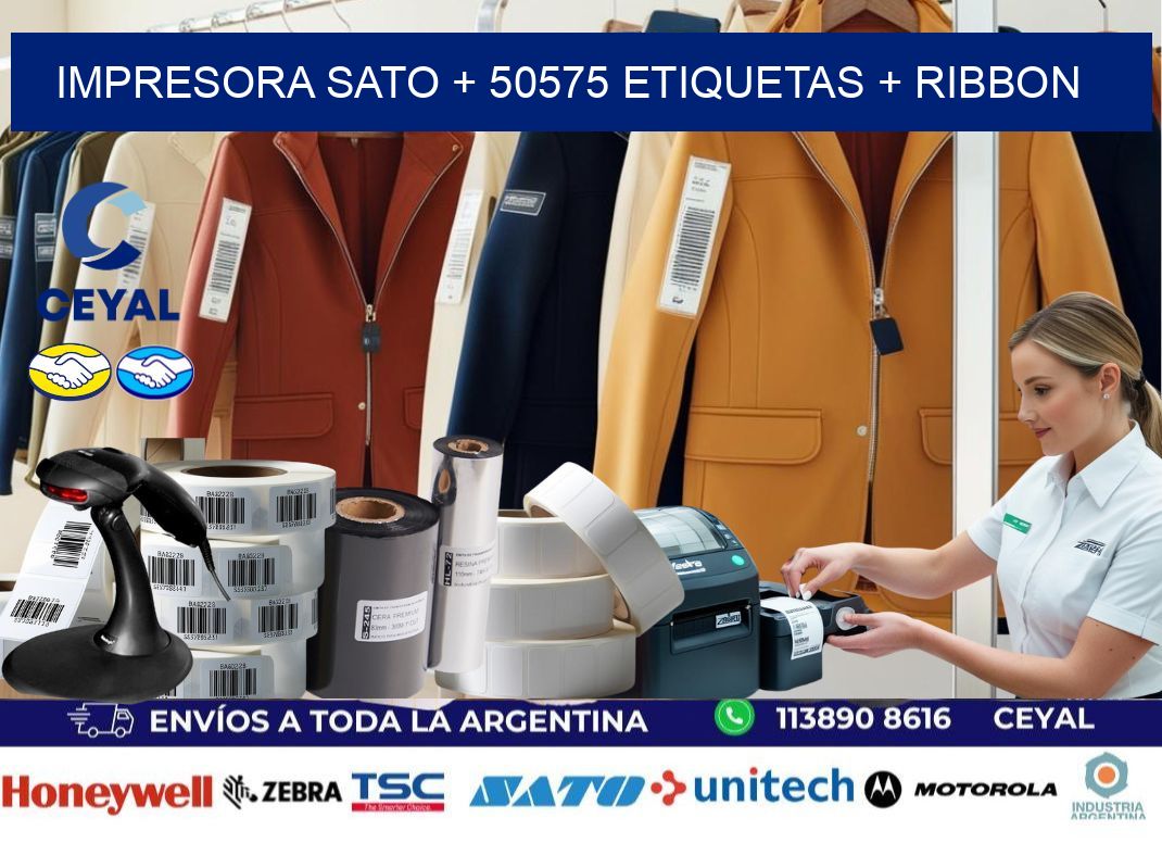 impresora SATO + 50575 etiquetas + ribbon
