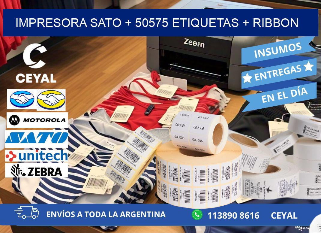 impresora SATO + 50575 etiquetas + ribbon