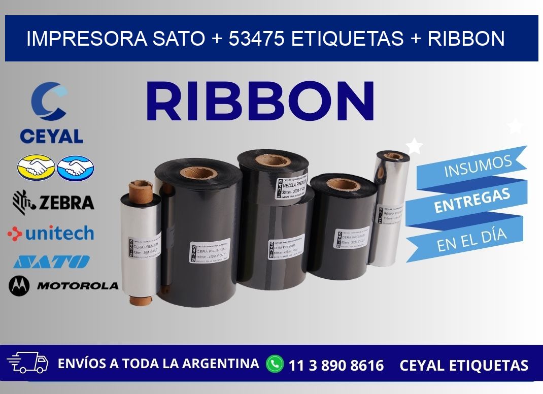 impresora SATO + 53475 etiquetas + ribbon