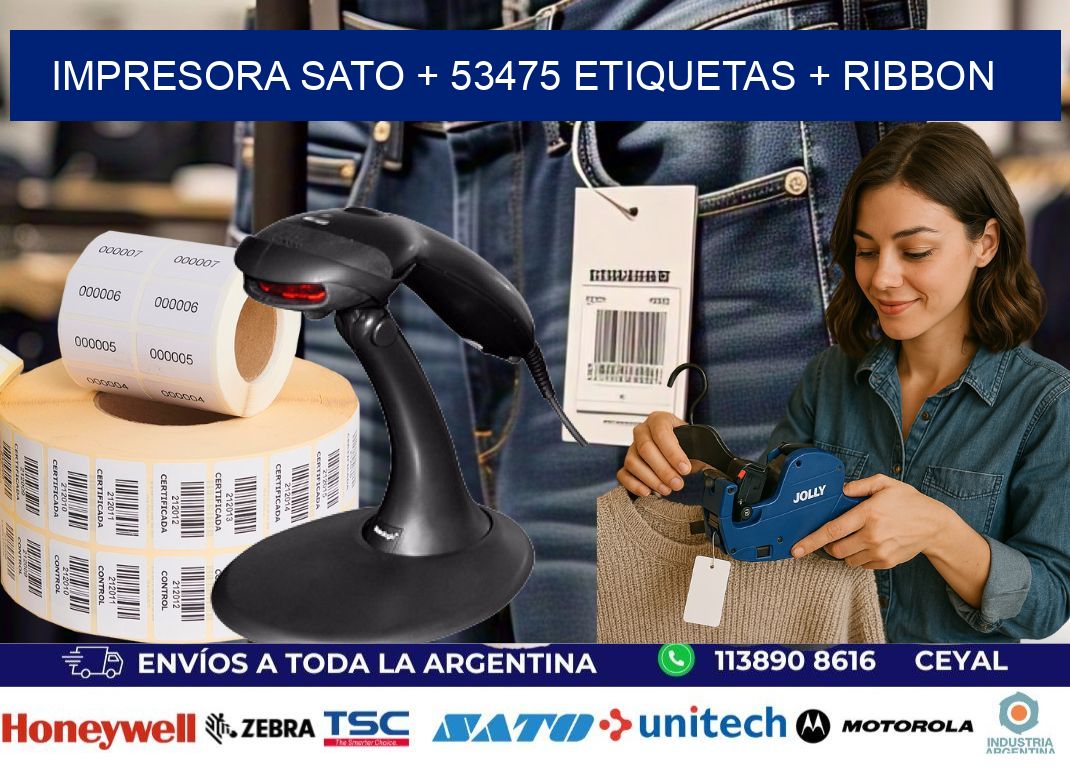 impresora SATO + 53475 etiquetas + ribbon