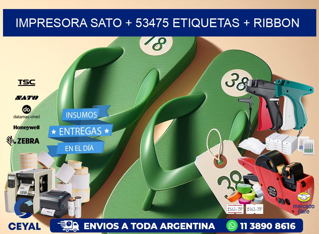 impresora SATO + 53475 etiquetas + ribbon