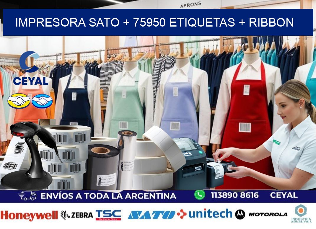 impresora SATO + 75950 etiquetas + ribbon