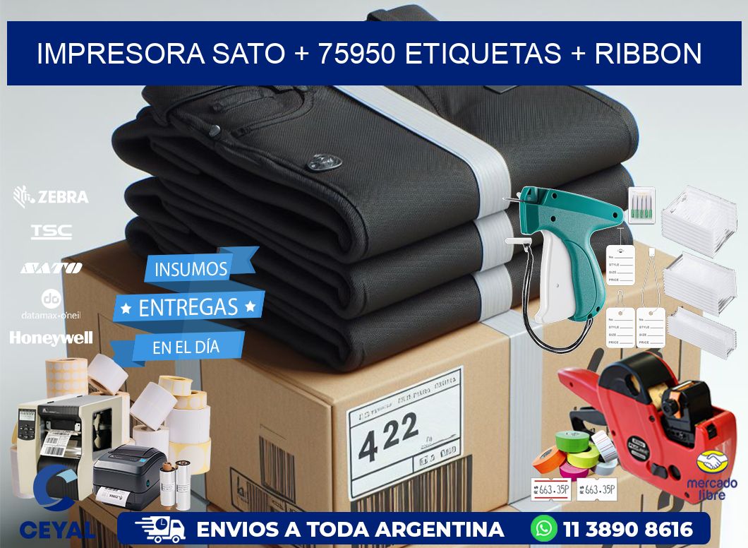 impresora SATO + 75950 etiquetas + ribbon