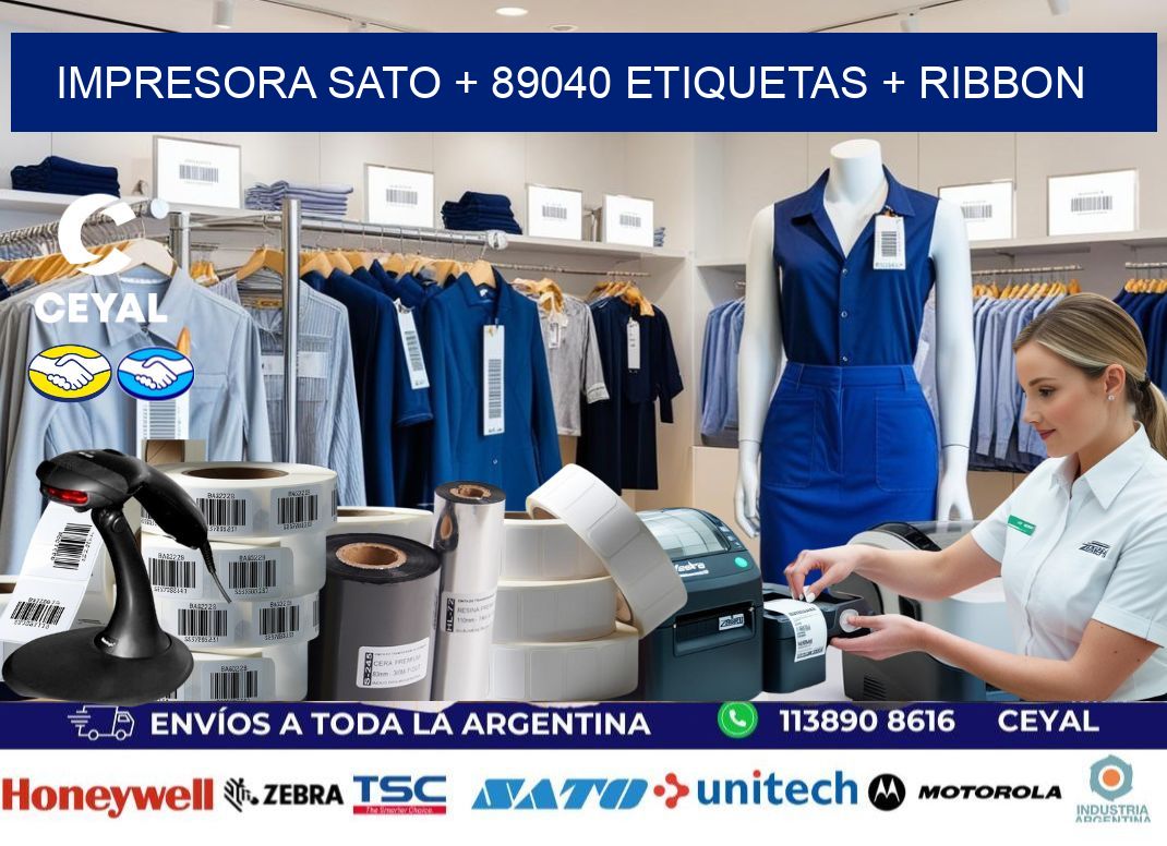 impresora SATO + 89040 etiquetas + ribbon