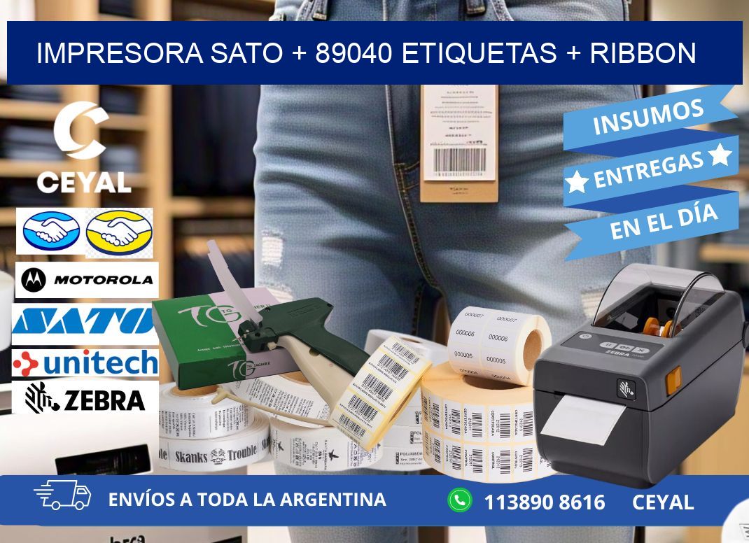 impresora SATO + 89040 etiquetas + ribbon