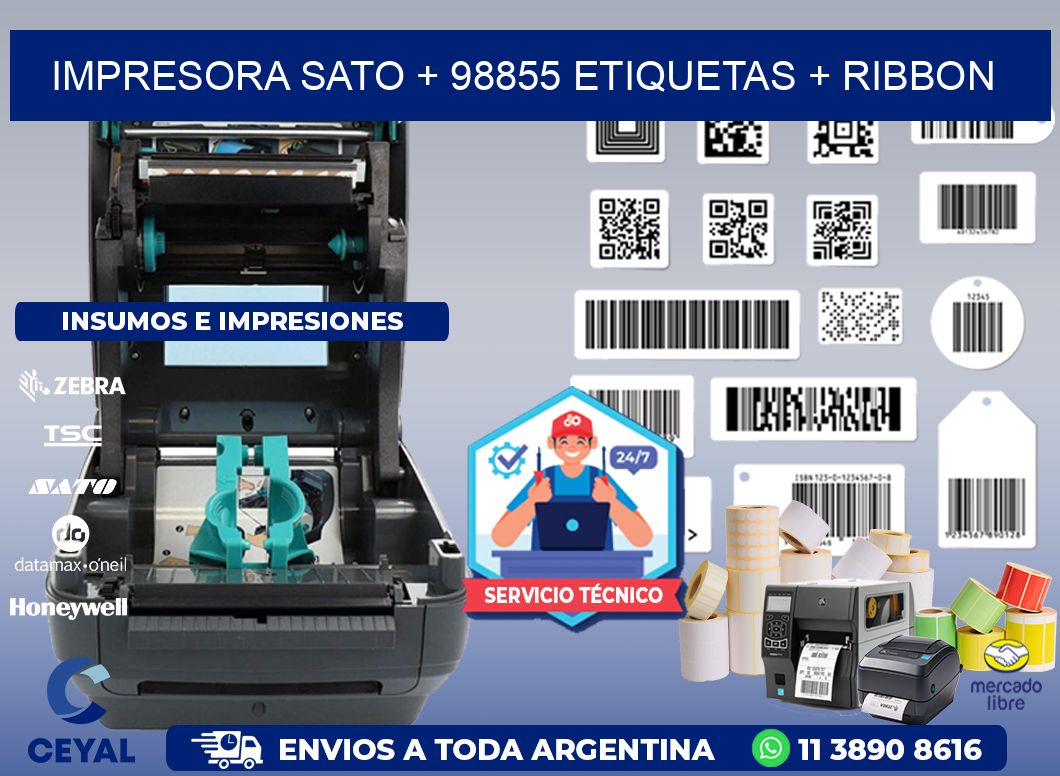 impresora SATO + 98855 etiquetas + ribbon