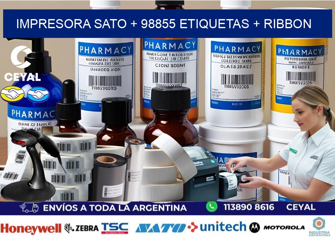 impresora SATO + 98855 etiquetas + ribbon