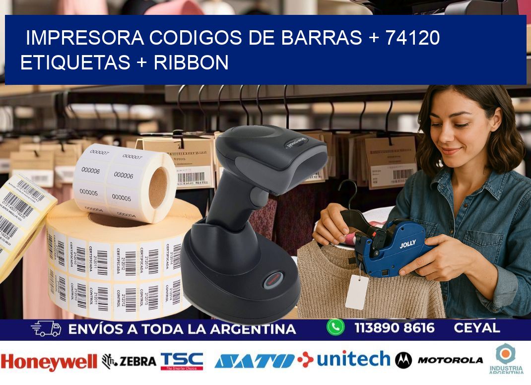 impresora codigos de barras + 74120 etiquetas + ribbon