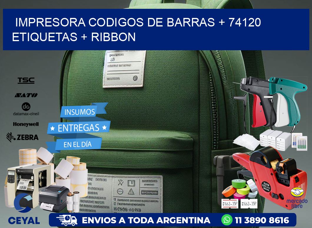 impresora codigos de barras + 74120 etiquetas + ribbon