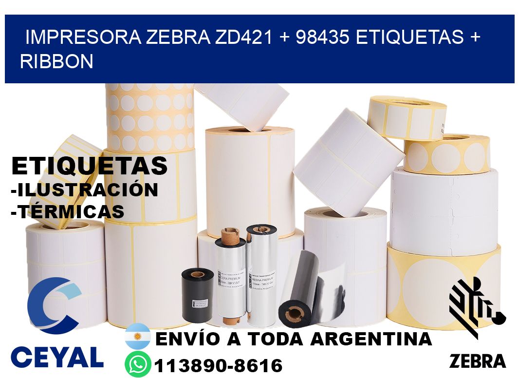 impresora zebra zd421 + 98435 etiquetas + ribbon