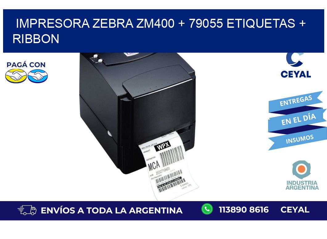 impresora zebra zm400 + 79055 etiquetas + ribbon