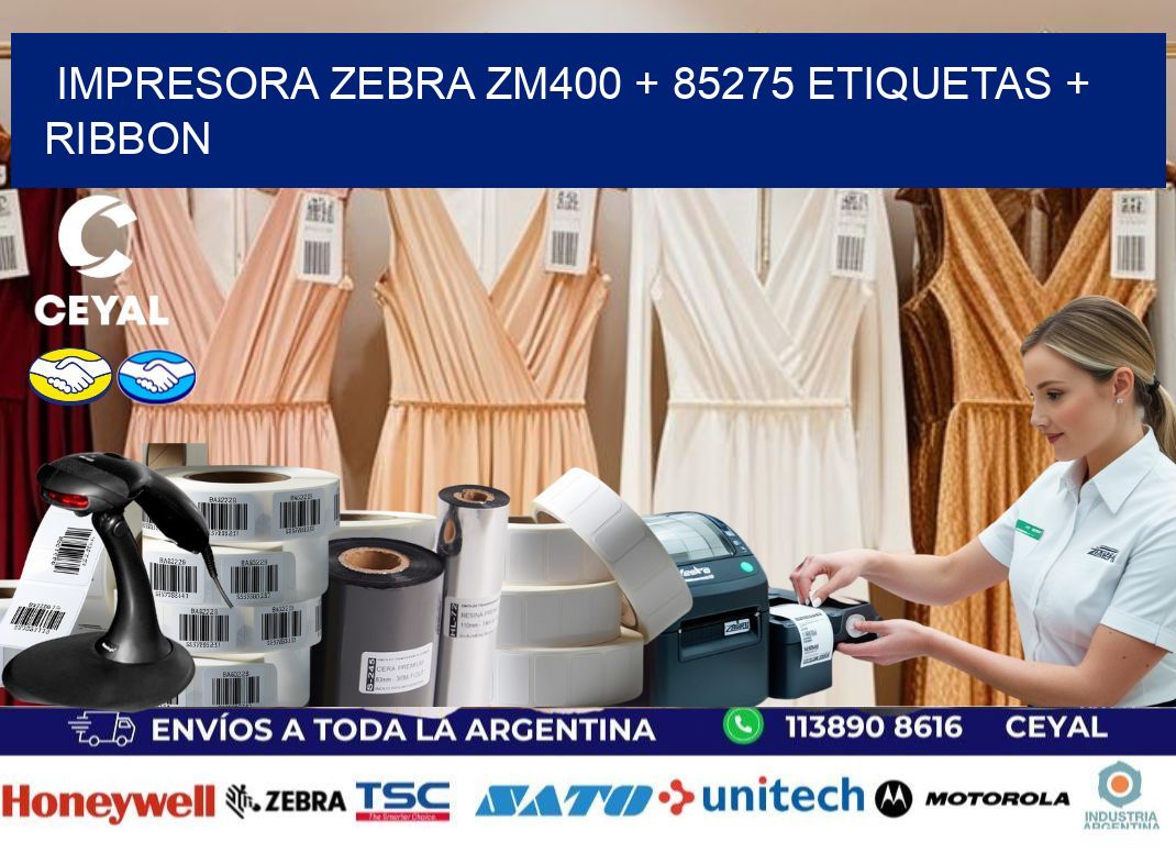impresora zebra zm400 + 85275 etiquetas + ribbon