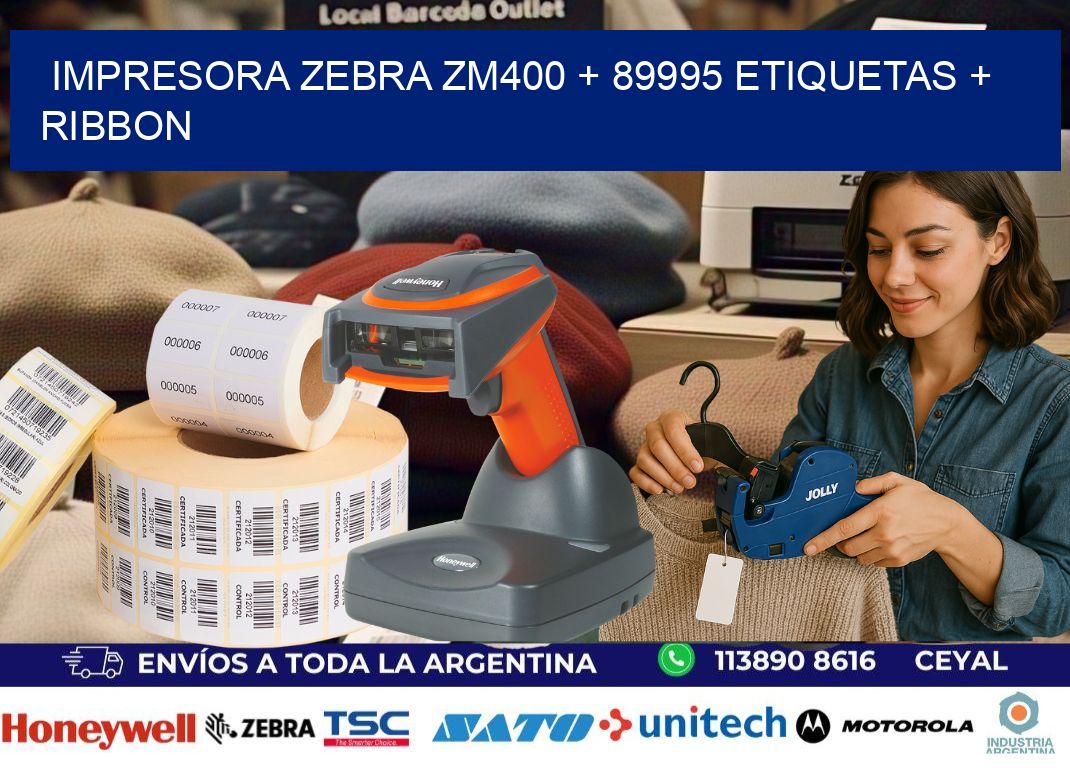 impresora zebra zm400 + 89995 etiquetas + ribbon