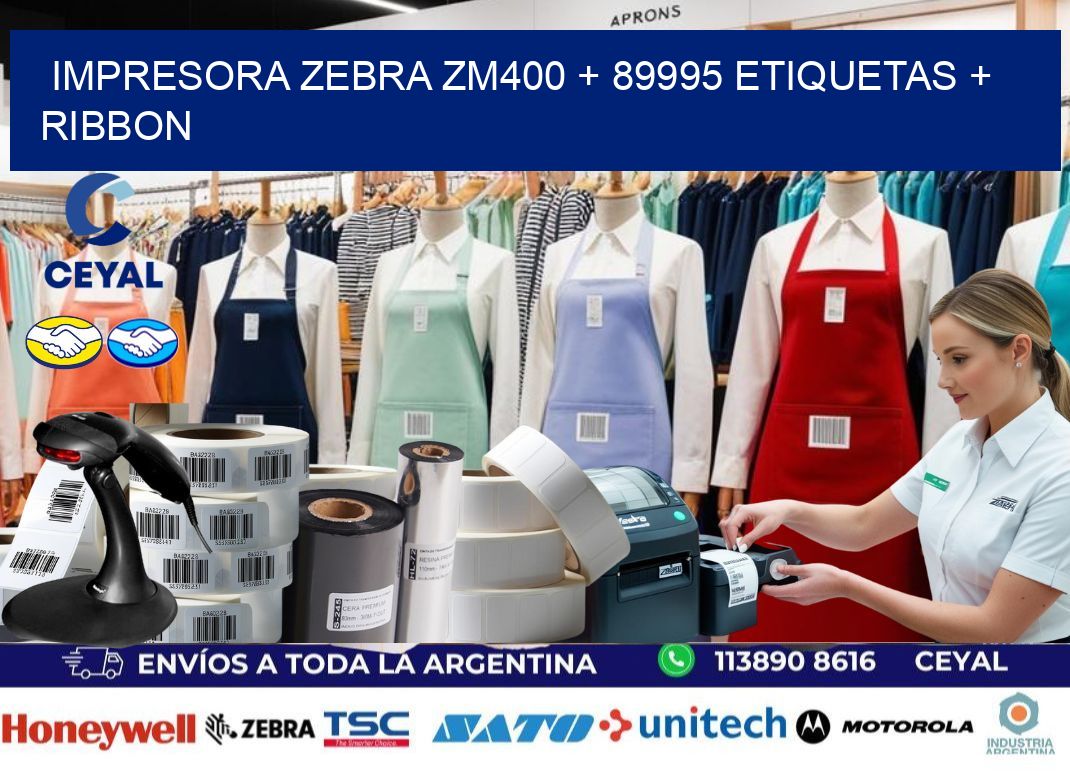 impresora zebra zm400 + 89995 etiquetas + ribbon