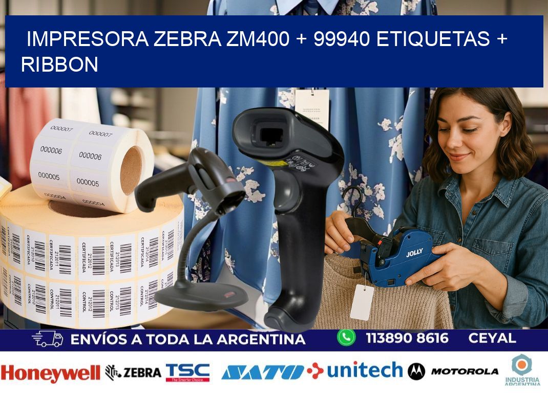 impresora zebra zm400 + 99940 etiquetas + ribbon