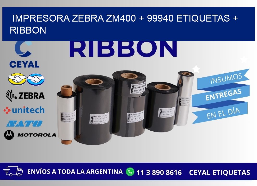 impresora zebra zm400 + 99940 etiquetas + ribbon
