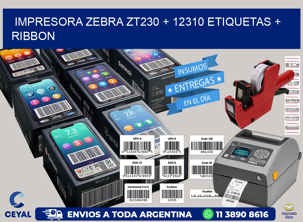impresora zebra zt230 + 12310 etiquetas + ribbon