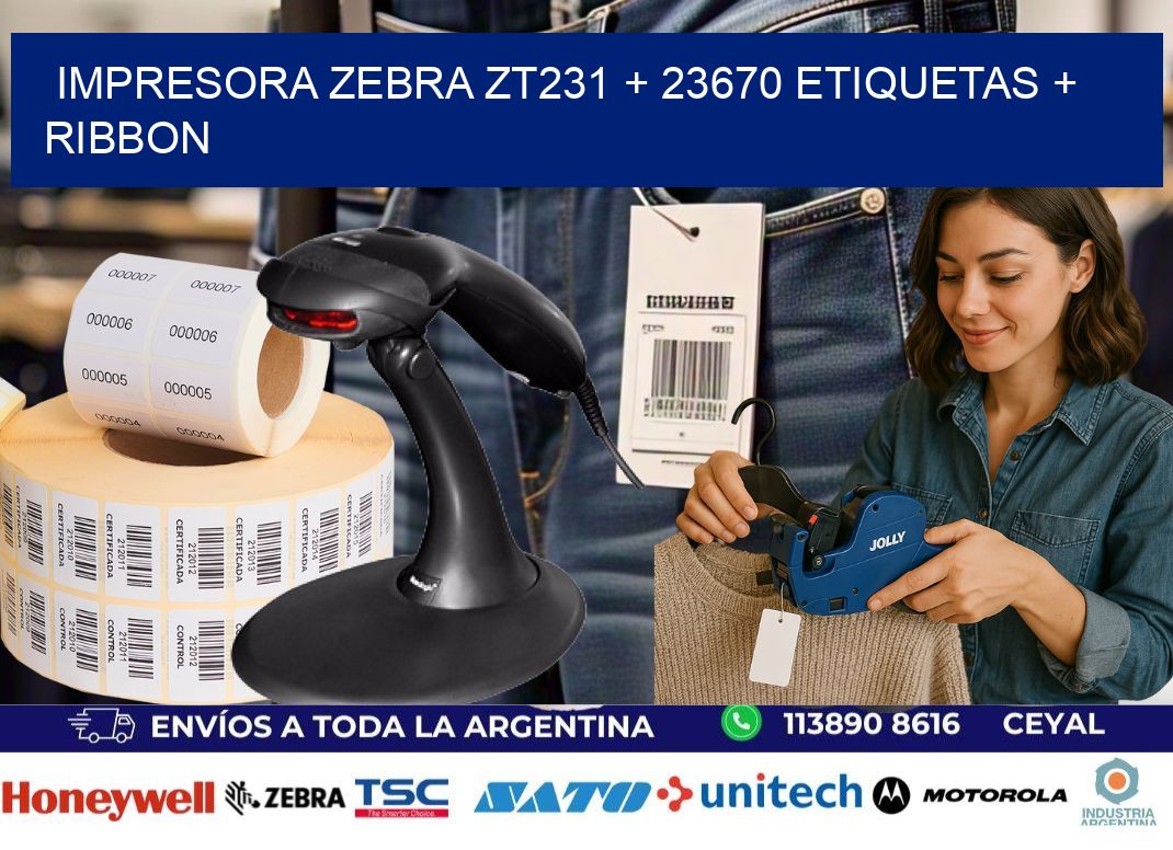 impresora zebra zt231 + 23670 etiquetas + ribbon
