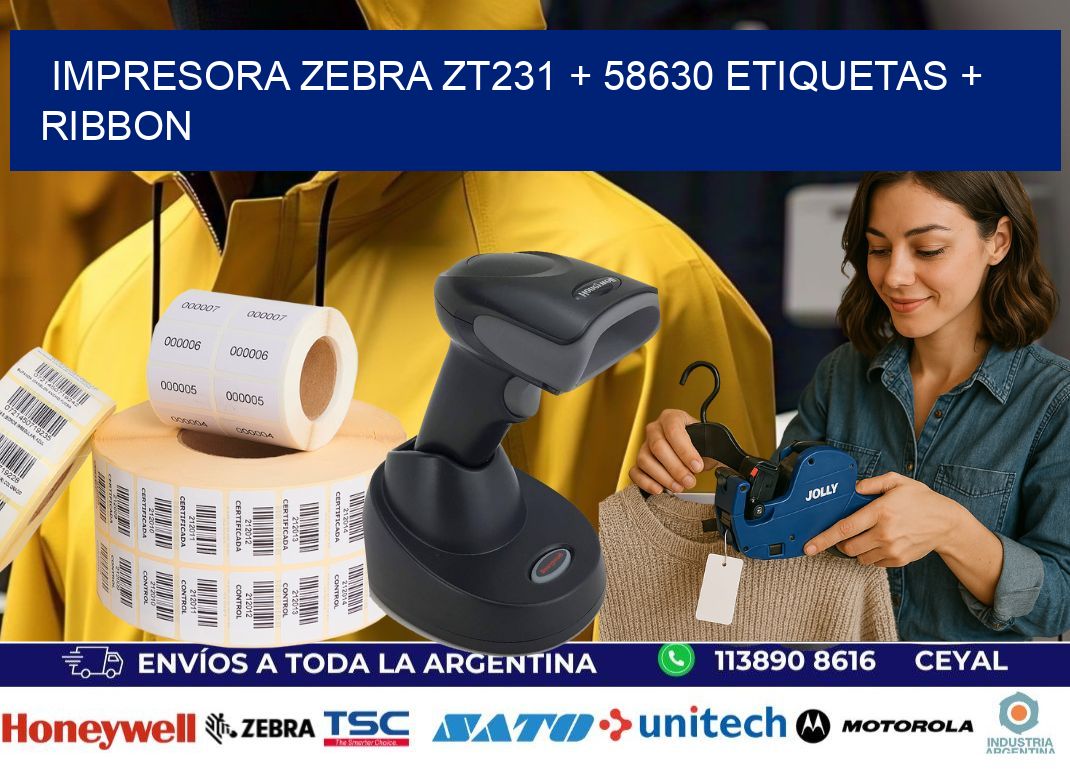 impresora zebra zt231 + 58630 etiquetas + ribbon