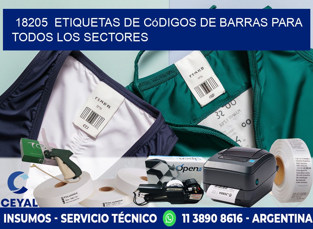 ️18205  Etiquetas de Códigos de Barras para Todos los Sectores