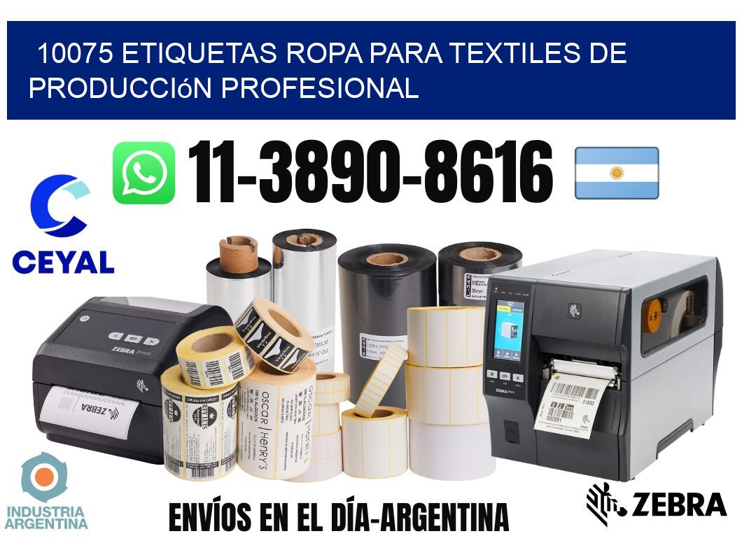 10075 Etiquetas ropa para textiles de producción profesional