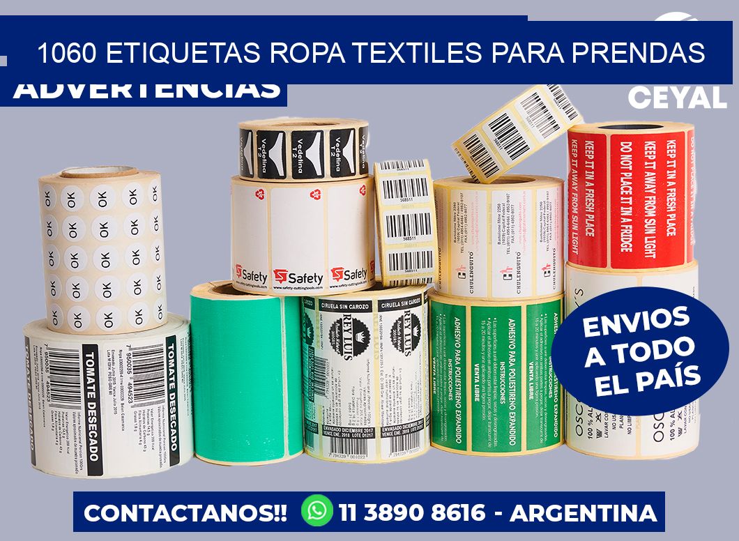 1060 Etiquetas ropa textiles para prendas
