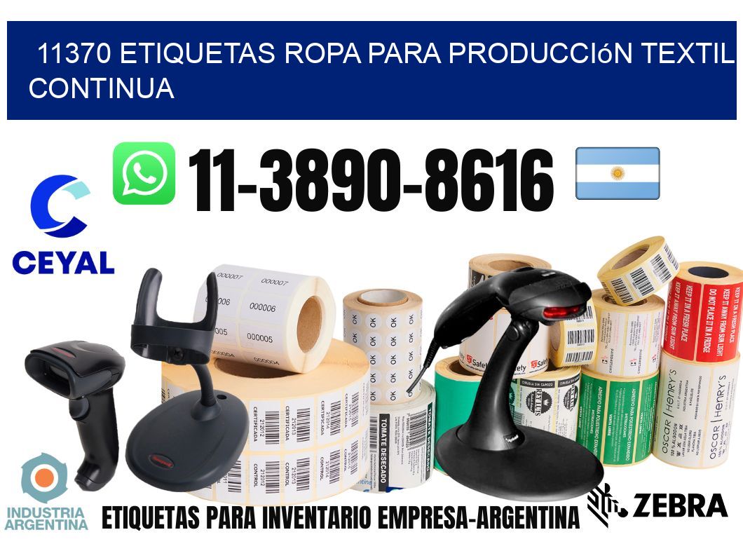 11370 Etiquetas ropa para producción textil continua