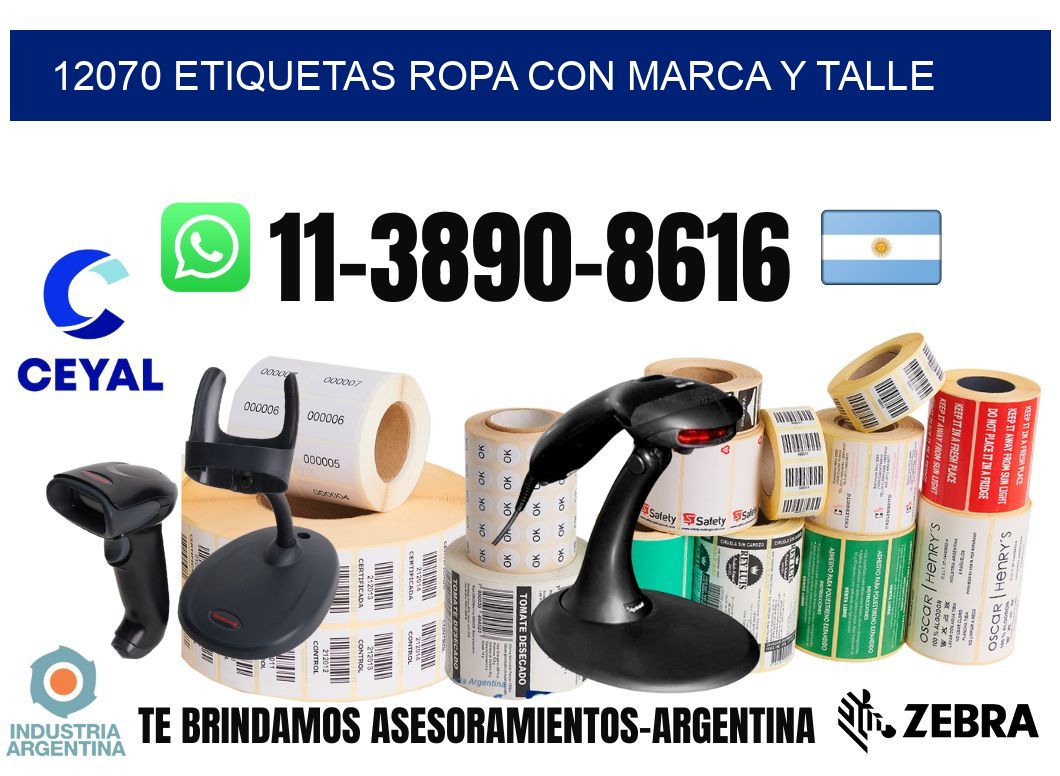 12070 Etiquetas ropa con marca y talle