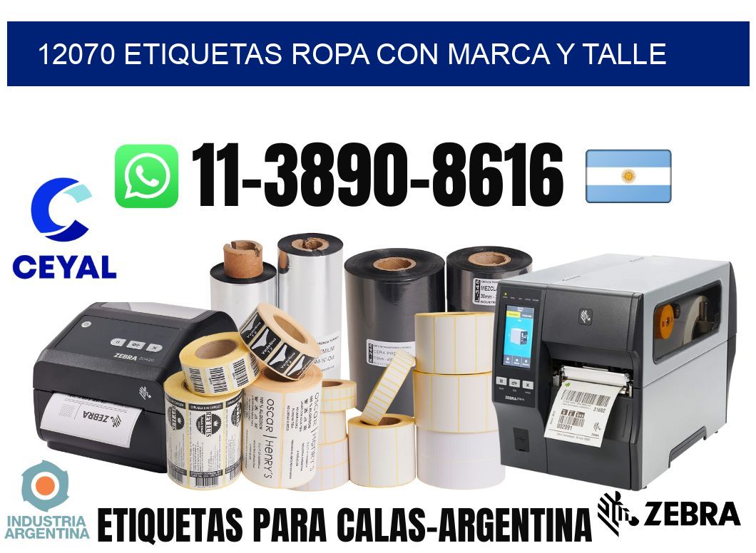 12070 Etiquetas ropa con marca y talle