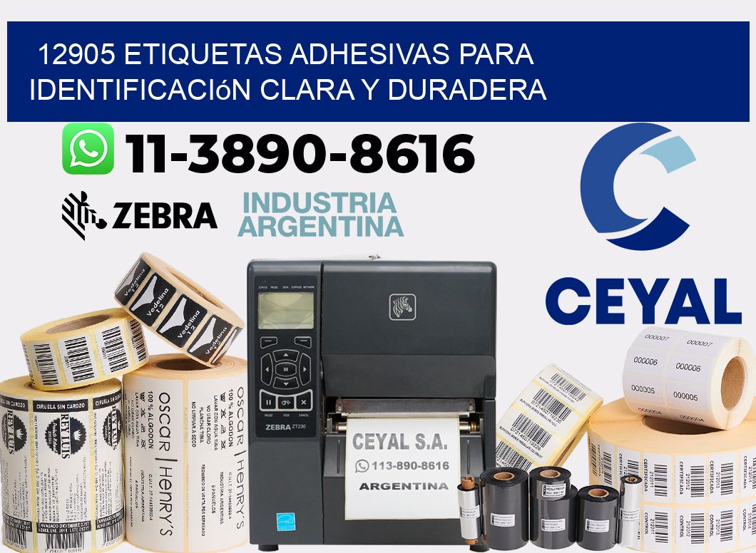 12905 Etiquetas adhesivas para identificación clara y duradera