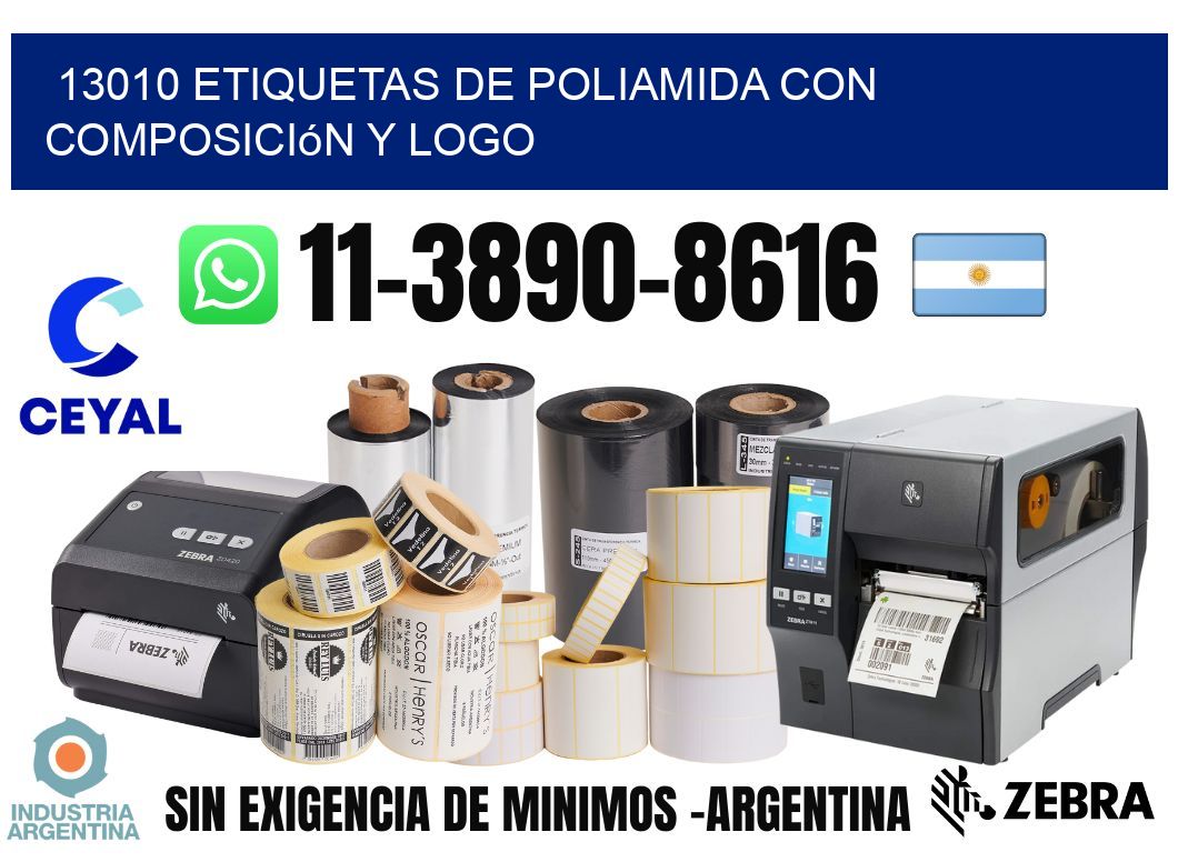 13010 Etiquetas de poliamida con composición y logo