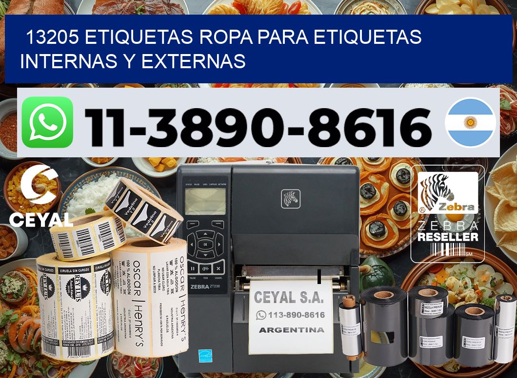 13205 Etiquetas ropa para etiquetas internas y externas