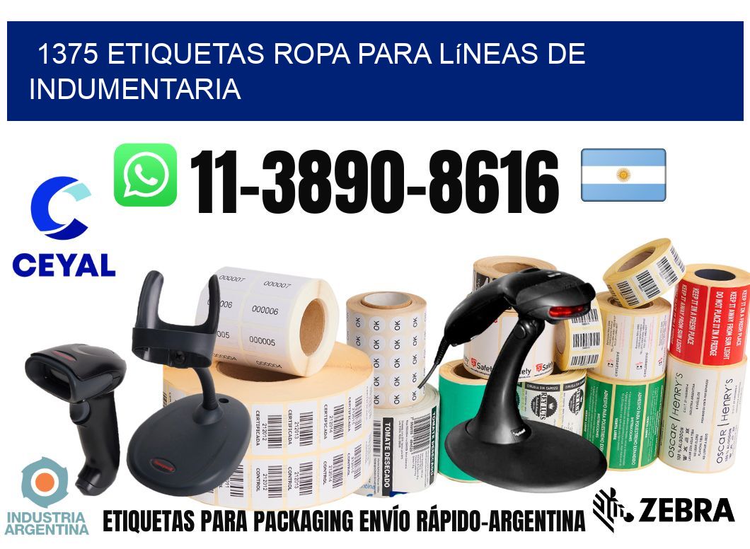 1375 Etiquetas ropa para líneas de indumentaria