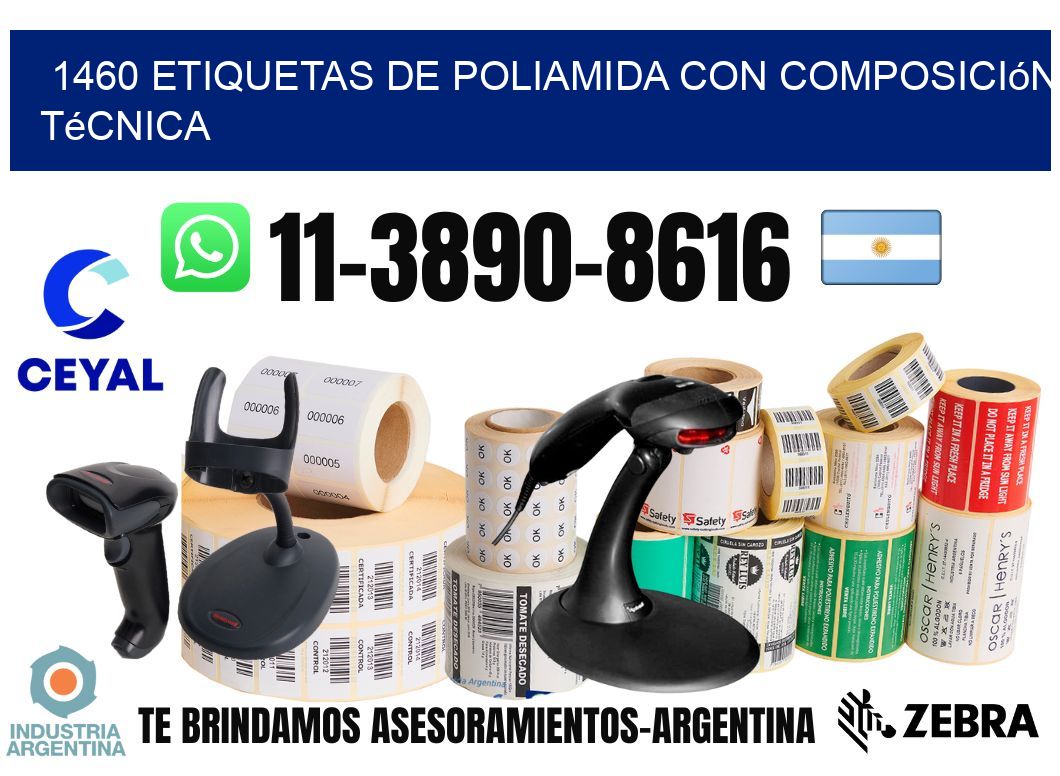 1460 Etiquetas de poliamida con composición técnica