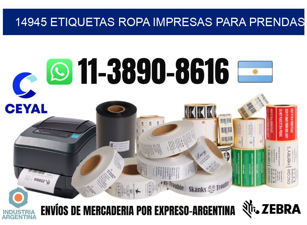 14945 Etiquetas ropa impresas para prendas
