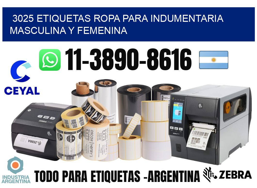 3025 Etiquetas ropa para indumentaria masculina y femenina