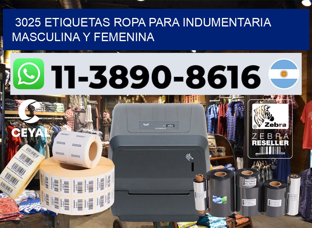3025 Etiquetas ropa para indumentaria masculina y femenina