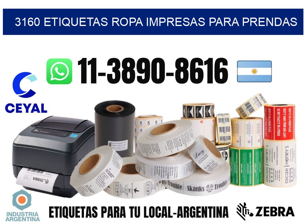 3160 Etiquetas ropa impresas para prendas