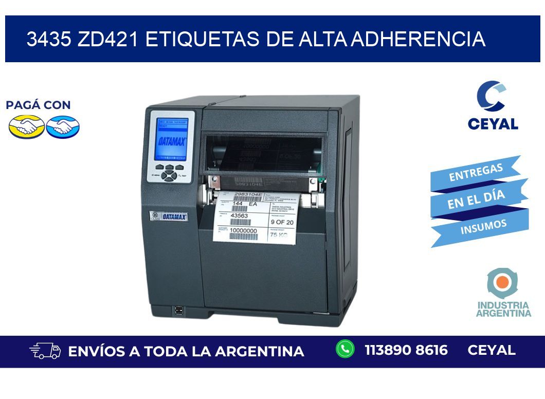 3435 zd421 etiquetas de alta adherencia