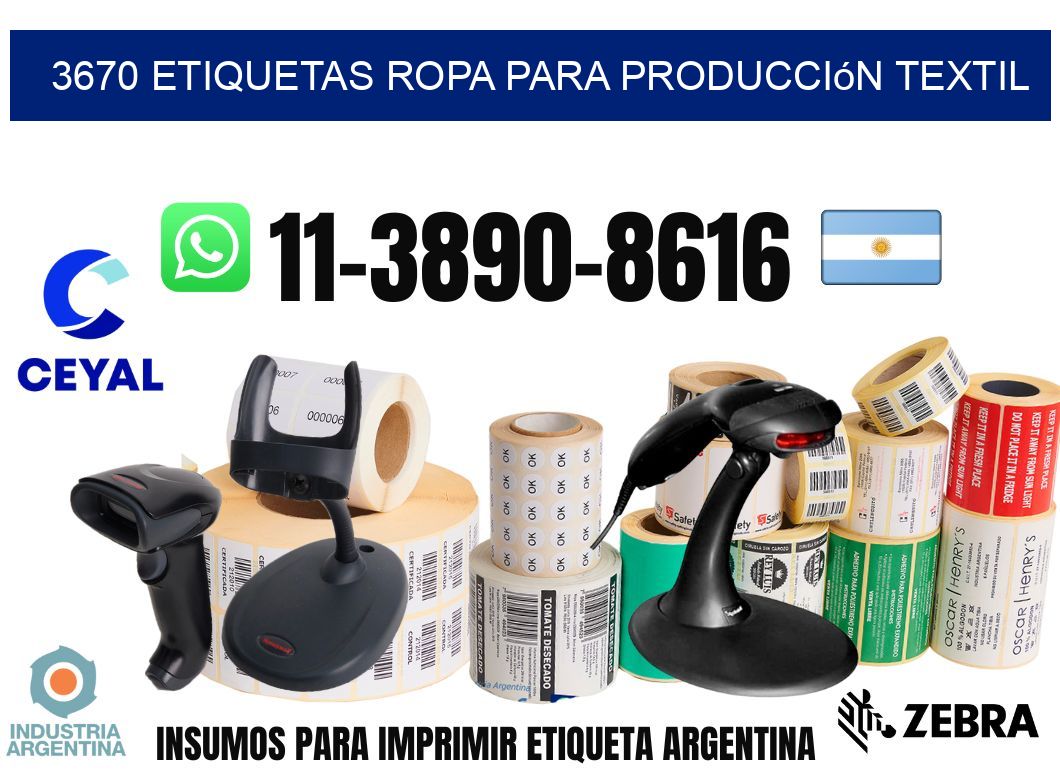3670 Etiquetas ropa para producción textil