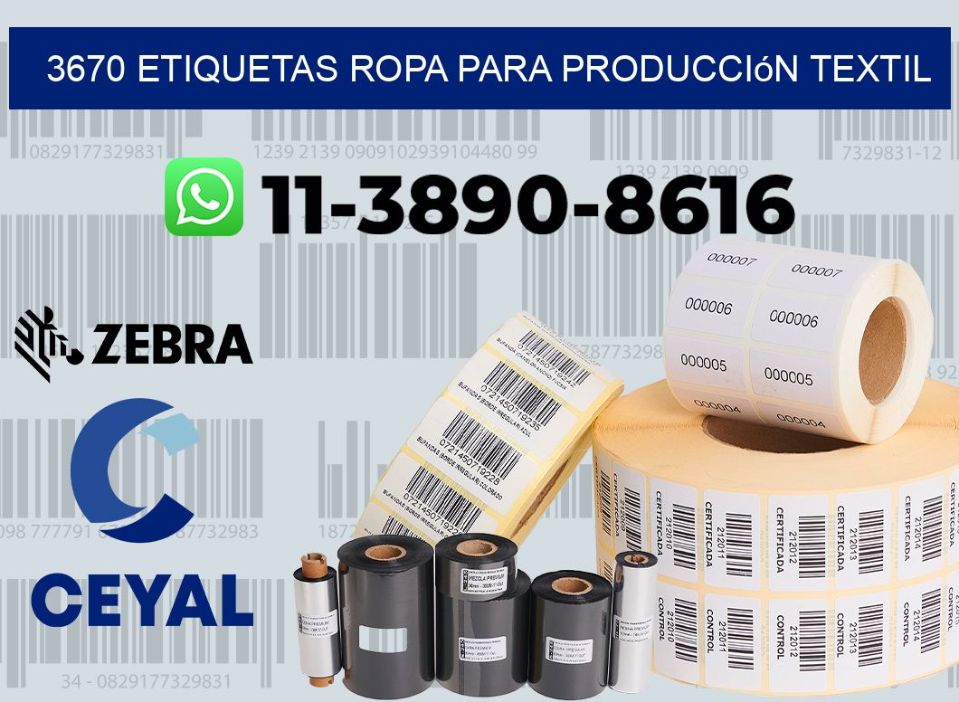 3670 Etiquetas ropa para producción textil