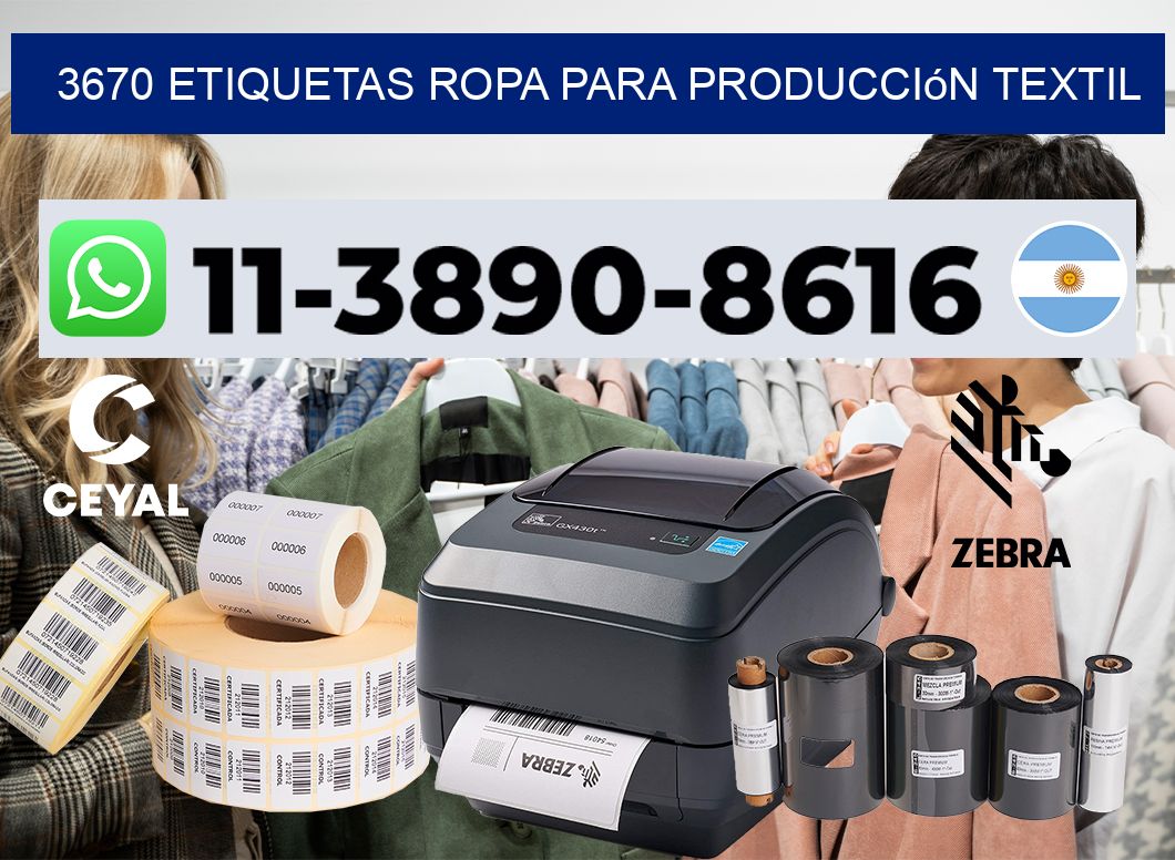 3670 Etiquetas ropa para producción textil